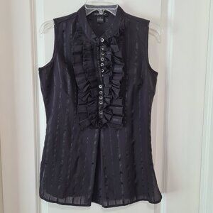 August Silk Sleeveless Ruffled Blouse, Small
